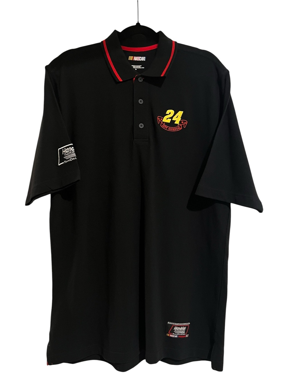 Nascar Jeff Gordon Black Polo w/Embroidered Yellow 24 Chest Logo-M